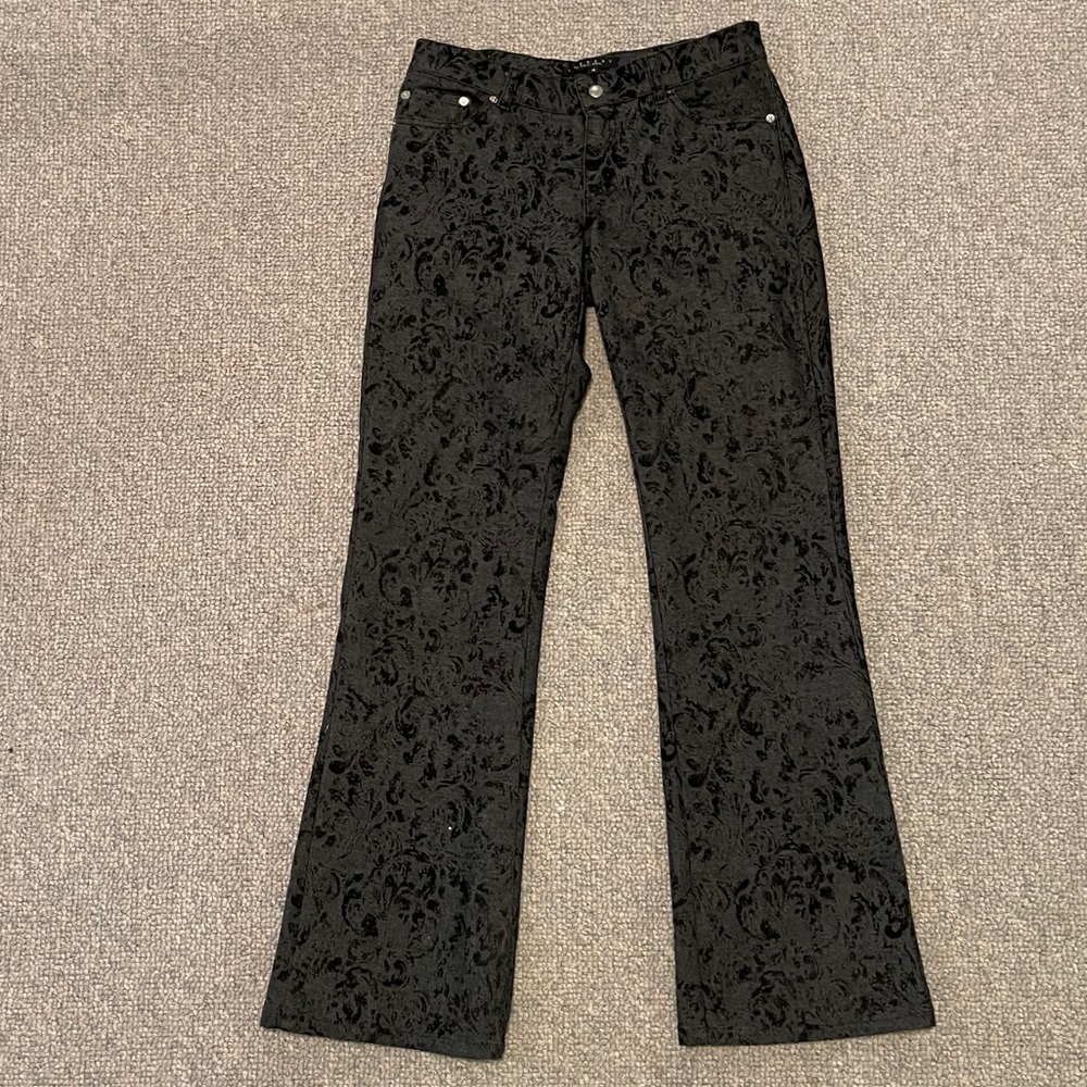 Black denim with raised velvet pattern